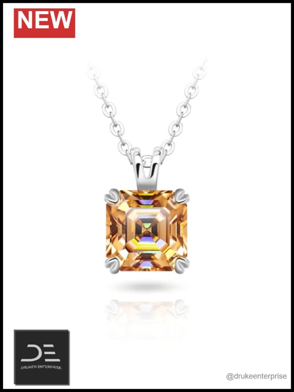 Moissanite Pendant Necklace - 925 Sterling Silver, Emerald Cut, Diamond Tested